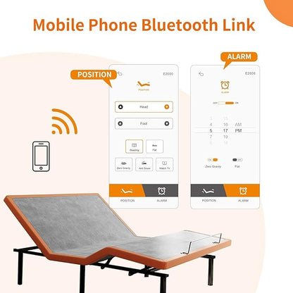 ESHINE Adjustable Bed Frame with Mattress + 12 Inch Memory Foam Mattress, Bluetooth APP Control, Wireless Remote, Zero Gravity, Anti Snore, King, Head and Foot Incline, 2000 Series