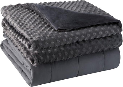 Weighted Blanket with Cover Queen Size Heavy Blanket Removable Soft Grey Blankets Microfiber Washable Heated Weighted Throw Blankets Winter Warm Weighted Comforter 25lbs, 60 * 80