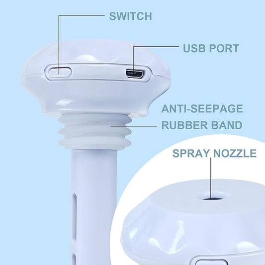 Portable Humidifiers for Travel, USB Mini Humidifier Fits Any Water Bottle or Cup Ultra Quiet Adjustable Cool Mist Personal Humidifier with Night Light, Décorations