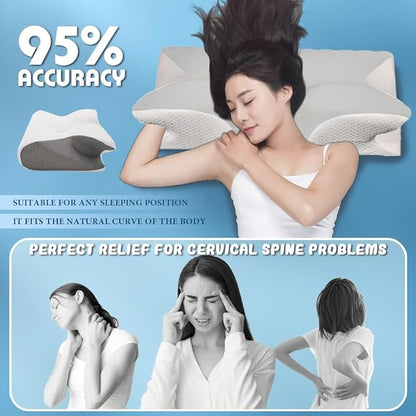 Sleep Apnea Pillow, Ergonomic Pillow for Neck Pain Relief, 2 in 1 Neck Support Pillow for Sleeping, Breathable Comfortable,Reducing Snoring byto 68%, for Side & Back Sleepers (Black)