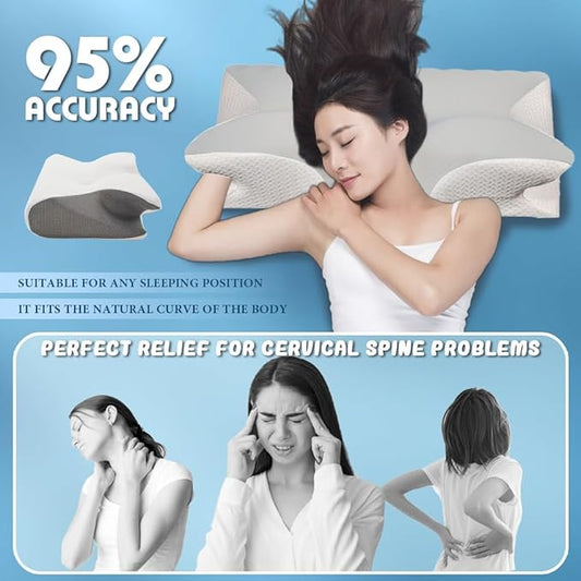 Sleep Apnea Pillow, Ergonomic Pillow for Neck Pain Relief, 2 in 1 Neck Support Pillow for Sleeping, Breathable Comfortable,Reducing Snoring byto 68%, for Side & Back Sleepers (Black)