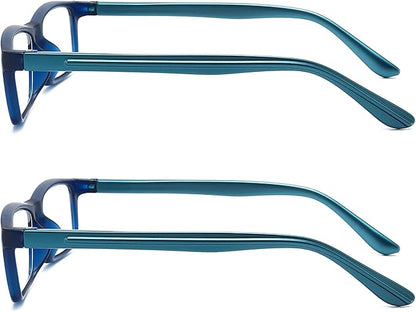 Reading Glasses Blue Light Blocking for Men Women,Rectangular Frame Computer Readers with Spring Hinge