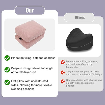 Knee Pillow for Side Sleepers, Leg Support Pillow for Hip Pain Smooth Spine Alignment for Better Sleep, Ideal Pillows for Side Sleeping Knee and Back Pain Relief, Pink