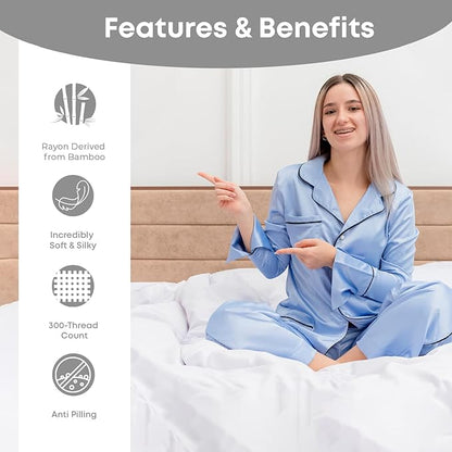LINENWALAS King Flat Sheet Only - Rayon Derived from Bamboo Silk Bed Sheet, Premium Breathable Cooling Sheet, Soft Top Sheet (King, Light Grey)