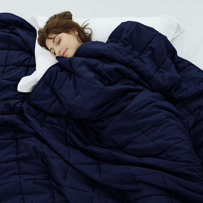 Weighted Idea Weighted Blankets for Adults (Navy Blue,48"x72",20lbs) Breathable Twin Blanket with Premium Glass Beads Heavy Soft Throw Blanket for All-Season