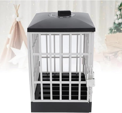 Cell Phone Jail Lock Box, Timer-Enabled Smartphone Storage Cage with Key Lock for 6 Phones, Black Grey Phone Stand Holder for Classroom Home Office to Limit Screen Time