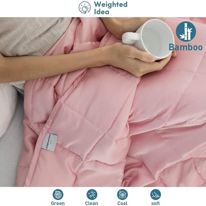 Weighted Idea Weighted Blankets for Adults (Coral Pink,60"x80",20lbs) Breathable Cooling Blanket Queen Size with Premium Glass Beads Heavy Soft Throw Blanket for All-Season