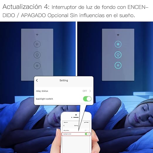 MoesGo WiFi RF Smart Light Dimmer Switch 2/3 Way Muilti-Control Association Smart Life/Tuya APP Relay Status Backlight Switch Off RF Remote Control,Compatible with Alexa Google Voice Assistants White