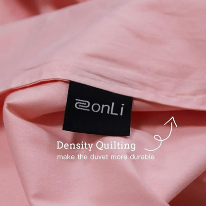 ZonLi Duvet Cover for Weighted Blanket (Light Pink, 48" x 72"), Breathable Soft Duvet Cover Queen Size Removable Cooling Comforter Cover for All Season
