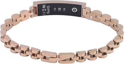 Smart Health Wristband, Zinc Alloy Bluetooth IP68 Health Fitness Tracker Screenless Smart Bracelet Step Counter for Sleep Sports Tracking (Light Gold)