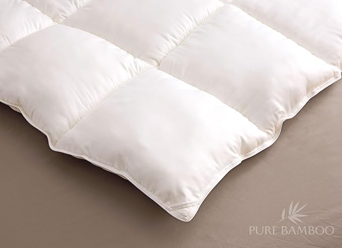 Pure Bamboo Duvet Insert Twin Size (68x86 in) - Ultra Soft Quilted Duvet Insert with 8 Corner & Side Loops, Double Stitching, Satin Piping - Luxuriously Soft (Twin, Heavyweight)
