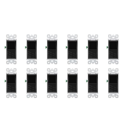 Greencycle Black Single Pole Rocker Light Switch,12PCS Paddle Light Switch 15 Amp,Sp Switches White,120V-277V AC,On/Off Wall Switches, Residential/Commercial Grade,Home & Office,UL/CUL