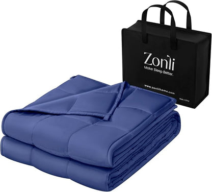 ZonLi Weighted Blanket for Adults(80"x87", 20lbs,Dusk Blue) King Size High Breathability Cooling Heavy Blanket, Soft Material with Premium Glass Beads,All-Season.