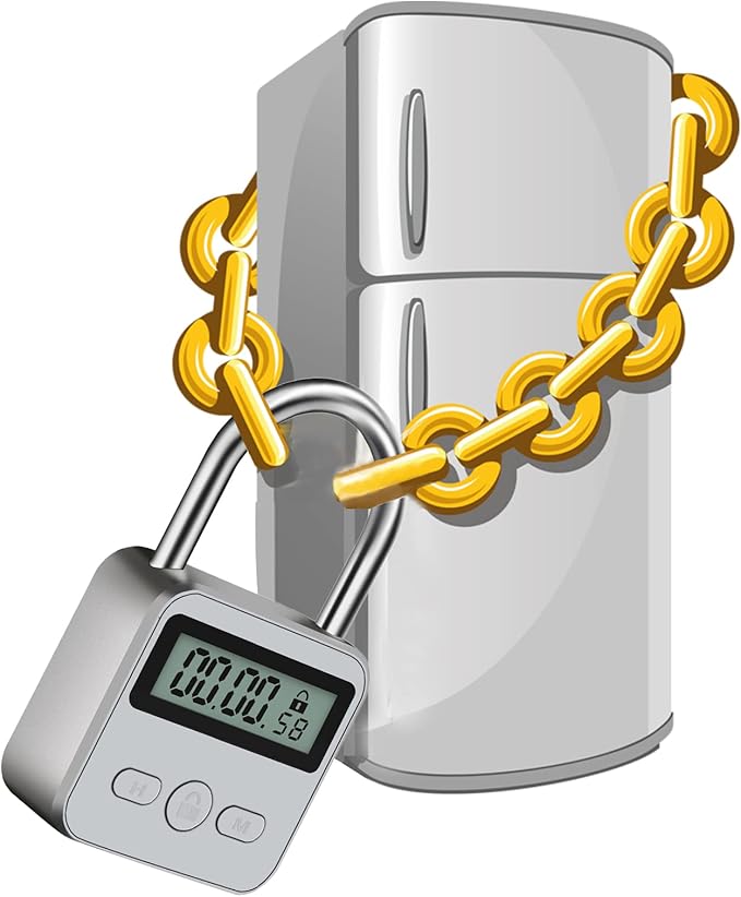 Metal Time Padlock - Time Management Tool Timer 99 Hours Max Timing with LCD Display Micro USB Rechargeable Silver