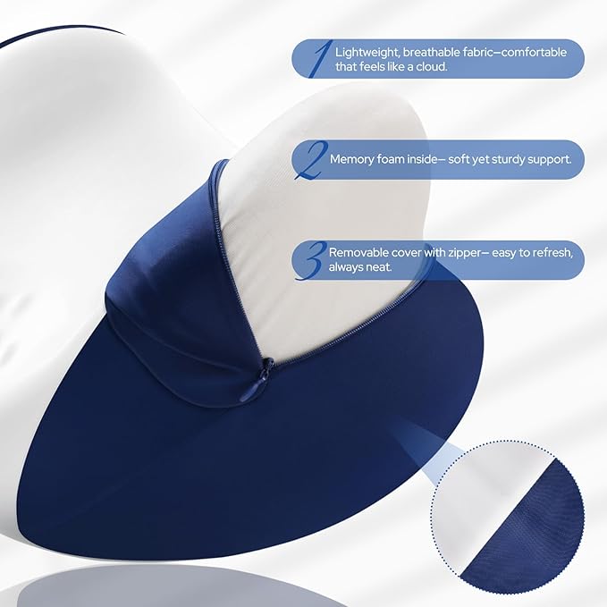 Knee Pillow for Side Sleepers, Leg Pillow for Side Sleeping, Heart-Shape Memory Foam Knee Wedge Pillow, Leg Elevating Pillow for Knees, Hip, Joints, Between Legs, Blue