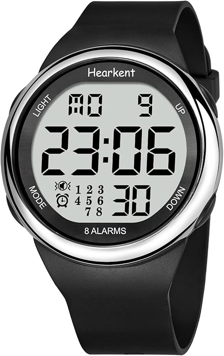 8 Vibrating Alarm Watch Medication Reminder Watch for Elderly Big Number Digital, Silent Alarm Wristband with Light and Timer 50 M Waterproof Watch