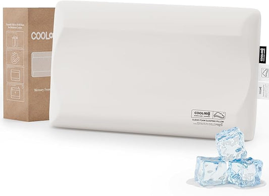 Memory Foam Pillows Queen Size, Contour Cooling Cervical Pillow for Neck Pain Relief, Orthopedic Ergonomic Bed Pillow for Side, Back and Stomach Sleepers, Soft Cloudy Sleeping Pillows (1 PCS)