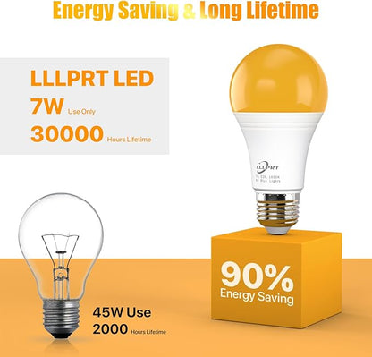 7W LED Amber Light Bulbs, 1600K Warm White 420LM Night Light, Blue Light Blocking, Energy Saving, 45W Replacement, Sleep Aid E26 Base Light Bulb for Bedroom, Baby Nursery Room, Non-Dimmable