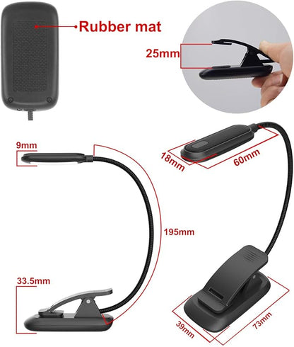 HONWELL Book Light Rechargeable Clip on Reading Light Dimmable Brightness Reading Lights for Books in Bed 3 Lighting Modes Best Kids Book Light Flexible Headboard Studying Light, Night Reading Lamp