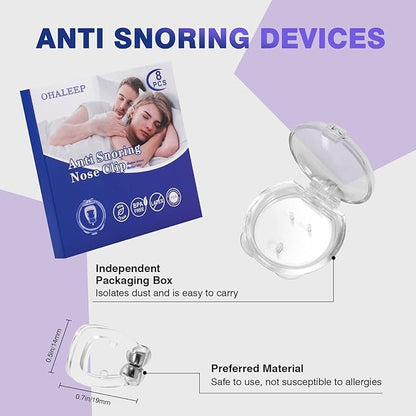 Anti Snoring Devices, Snore Stopper with Adjustable Magnet, Silicone Nose Clip Stop Snoring, Effective to Relieve Snoring, Snoring Solution for Comfortable and Quieter Sleep, White,M