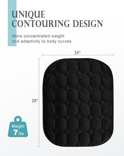 Cottonblue Weighted Blanket 7lbs for Adults, Weighted Lap Blanket Adults, 29'' x 24'' Small Weighted Blankets for Travel, Sleeping & Calming, Machine Washable Weighted Lap Pad, Black