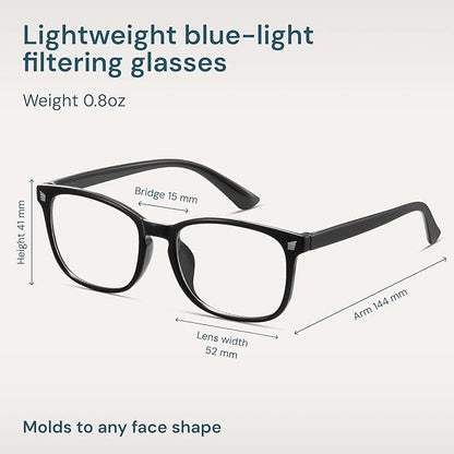 Gaoye Black Blue Light Glasses for Computer & Gaming - Anti UV Ray Lenses, Scratch-Resistant & Comfort Fit
