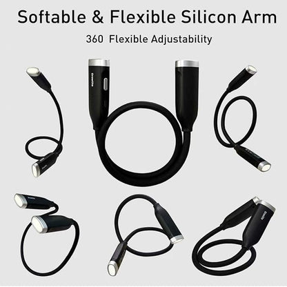 Neck Reading Light, 3 Color & Brightness Adjustable Book Light for Reading in Bed, Hands-Free, Lightweight, USB C Rechargeable, Eye-Caring, Perfect for Crafts, Camping, Kids & Adults (black)