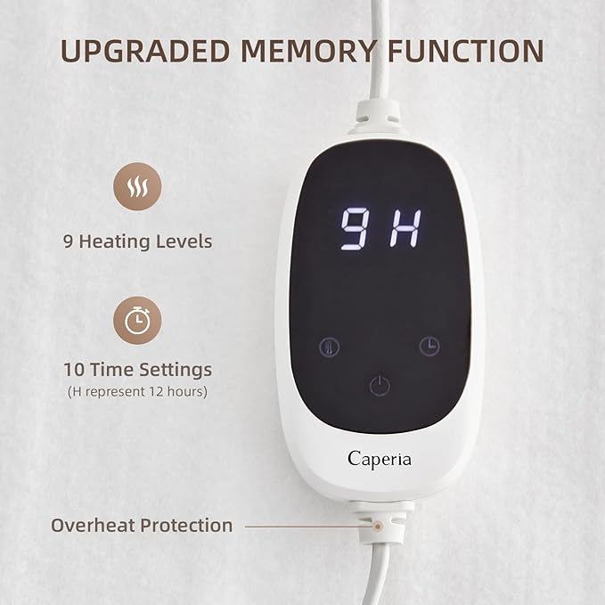 Heated Mattress Pad Twin XL Size Electric Mattress Bed Warmer 9 Heat Settings, 1-12 Hours Auto Off, Memory Function Deep Pocket, Fast Heating, Machine Washable Twin Plus 39“ x 80”