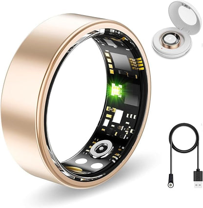 Smart Health Rings for Women Men, Fitness Tracker with Heart Rate, Blood Oxygen, HRV, Sleep Tracker, Step Tracker, No Subscription Fee, IP68 Waterproof Smart Ring for iphone & Android (Rose Gold, 9)