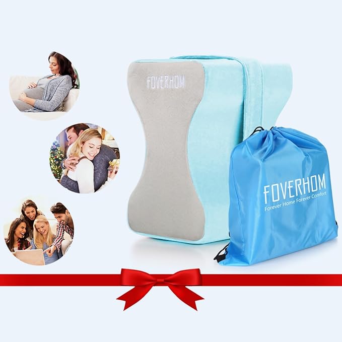 foverhom Memory Foam Knee Pillow,Orthopedic Leg Pillow for Sciatica Relief,Back Pain, Pregnancy, Leg Pain, Hip Pain and Sciatica Relief,Blue