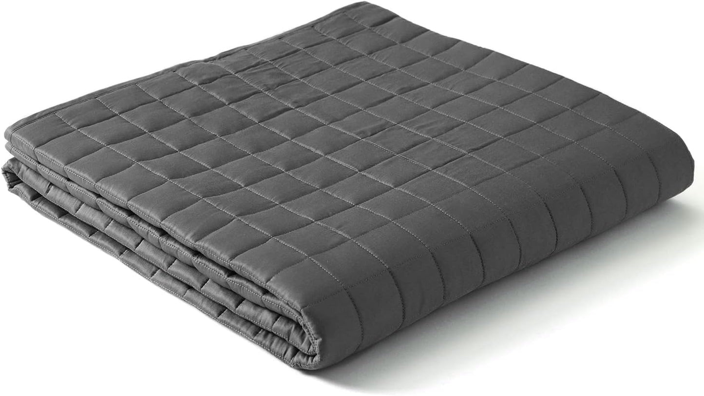 YnM Cooling Weighted Blanket for Adults, 15lbs Heavy Bed Throw for One Person of 140lbs, Perfect for Hot Sleepers or Warm Climates with Rayon/Glass Beads(60x80 Inches, Queen Bed, Dark Grey)