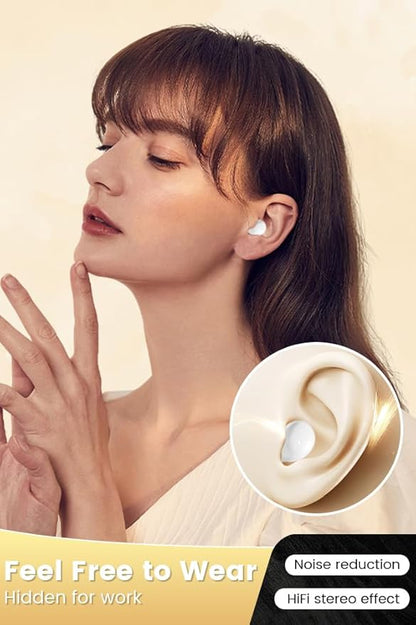 Invisible Mini Sleep Earbuds Wireless Bluetooth, Ultra-Light Comfort Fit Sleep Headphones for Side Sleepers, Soft in-Ear Ear Plugs for Sleeping Small Ears Gym-White