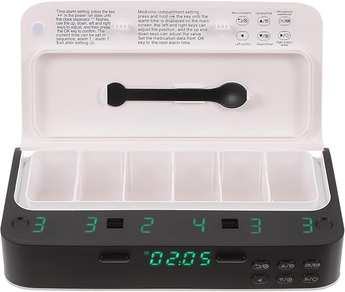 Smart Electronic Medicine Reminder Organizer with Alarm Clock, Portable Pill Storage Box for Elderly, Travel-Friendly Medication Dispenser with Timely Alerts, White