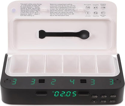 Smart Electronic Medicine Reminder Organizer with Alarm Clock, Portable Pill Storage Box for Elderly, Travel-Friendly Medication Dispenser with Timely Alerts, White
