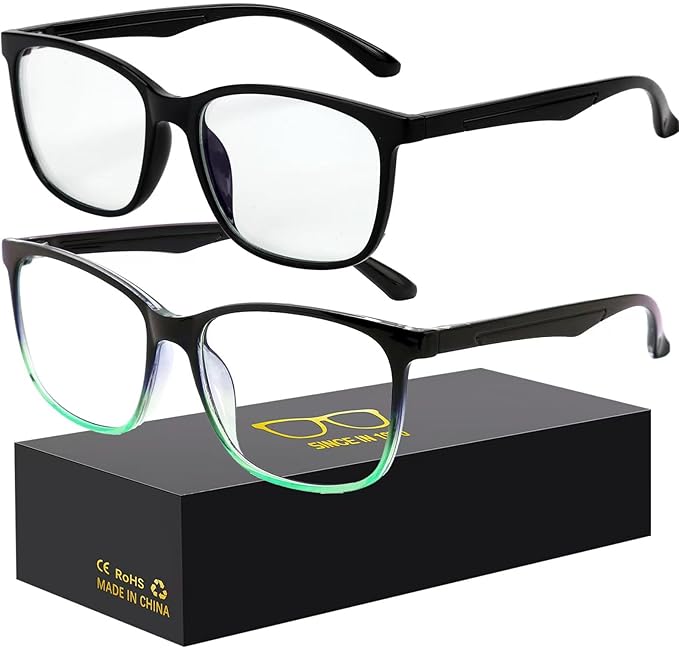 Blue-Light Blocking Glasses Computer Reading/Gaming/TV/Phones Glasses Fashion Anti Eyestrain UV Glasses for Women Men（C6 Black + Gradientgreen）