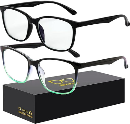 Blue-Light Blocking Glasses Computer Reading/Gaming/TV/Phones Glasses Fashion Anti Eyestrain UV Glasses for Women Men（C6 Black + Gradientgreen）