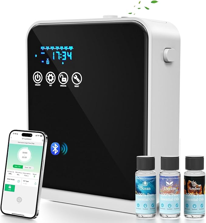 Waterless Essential Oil Diffuser,Hotel Aromatherapy Scent Diffuser with Smart APP & Touch Screen,1500 sq.ft Coverage,250ml Tank|Large Room Oil Diffusers for Home & Hotel Collection,Women‘s Day Gift