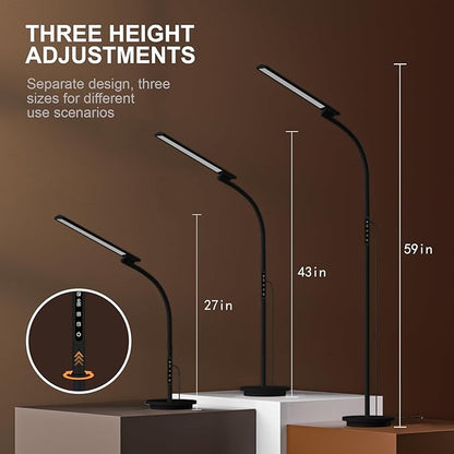Happy Lamp,10000 Lux Sun Light, Floor Daylight Lamp with Remote & Touch Control & Adjustable Gooseneck for Reading/Office/Home (Black)