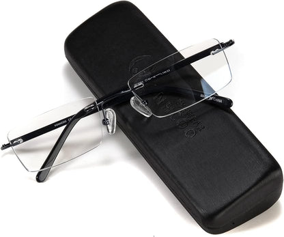 FONHCOO Blue Light Blocking Glasses Anti Blue Ray Unisex Lightweight Rimless Frameless Rectangle Computer Gaming Glasses