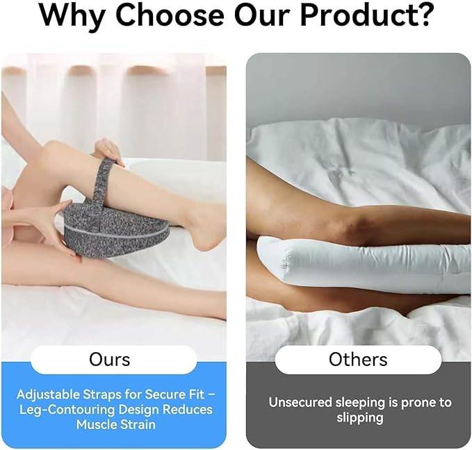 Leg Pillow, Knee Pillow for Side Sleepers, Alignment Pillows for Side Sleepers, Leg Pillows for Sleeping, Knee Cushion for Sleeping Relieving Leg, Back, Knee Pain (White)