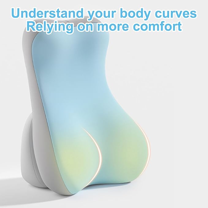 Ergonomic Reading & Back Pillow with S-Curve Design | Adjustable Memory Foam Support for Bed, Sofa & Floor | Ideal for Reading, Nursing, Meditation & headboard Pillow (Blue) (Blue)