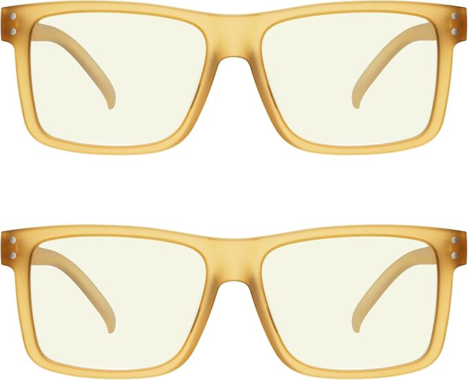 Eyekepper 2 Pack Oversized Reading Glasses Square Large Blue Light Readers for Men Women - Transparent +1.75