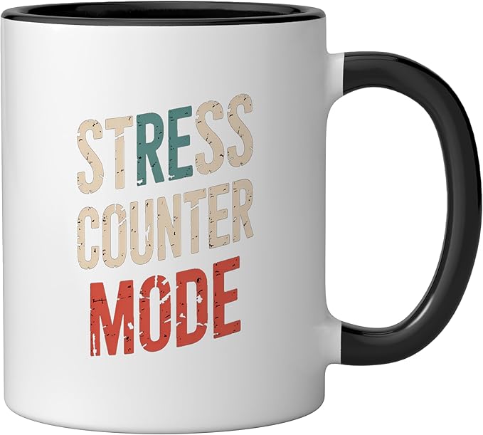 Relaxation Breathing Vagus Nerve Stimulation Stress Relief Ceramic Mug, Black/White