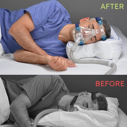 Contour CPAPMax Cooling Gel - CPAP Pillow for Side, Back and Stomach Sleepers with Adjustable Memory Foam - Pillow for CPAP Users, Sleeping with Mask