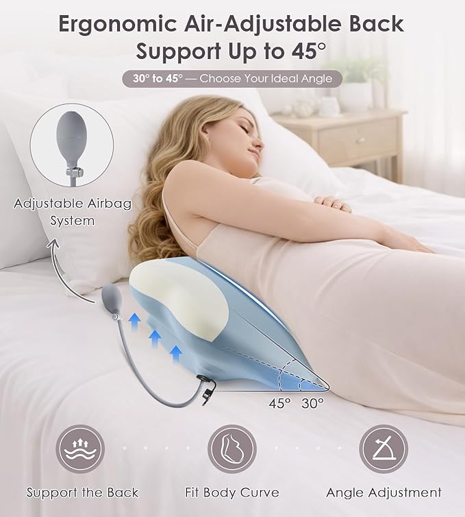 DONAMA Memory Foam Pregnancy Pillow- with Adjustable Air Bag for Back/Legs/Belly/HIPS Support, W-Shaped Pregnancy Wedge Pillows for Sleeping, Cooling Maternity Body Pillow for Pregnant Women