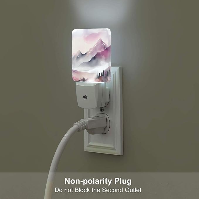 Misty Mountains and Forests Night Light,Plug Into Wall for Boys Girls Bedroom Decorative Square Night Light Lamp 0.5w Sleep Friendly