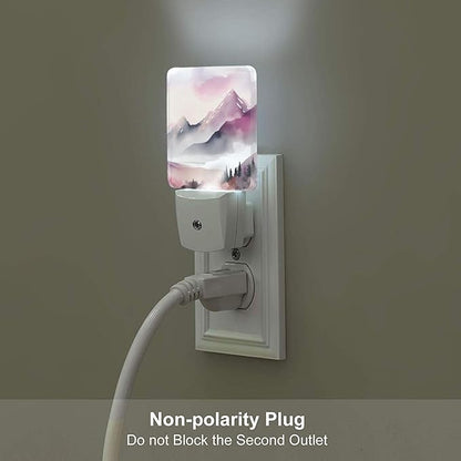 Misty Mountains and Forests Night Light,Plug Into Wall for Boys Girls Bedroom Decorative Square Night Light Lamp 0.5w Sleep Friendly