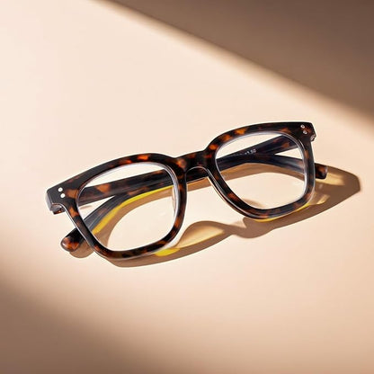 Reading Glasses for Men Women Blue Light Blocking with Spring Hinge, Blocking Readers Anti UV Ray Filter Eyeglasses, Square Computer Reader Glasses, Brown Tortoiseshell, +2.5