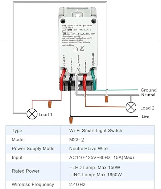 Nexete Smart Light Switch,2.4GHz Wi-Fi Single Pole Touch Switch, Timmer Voice & Smart Life App Control,Compatible with Alexa Google Assistant,Neutral Wire Required,White (Single & Dual Switches)