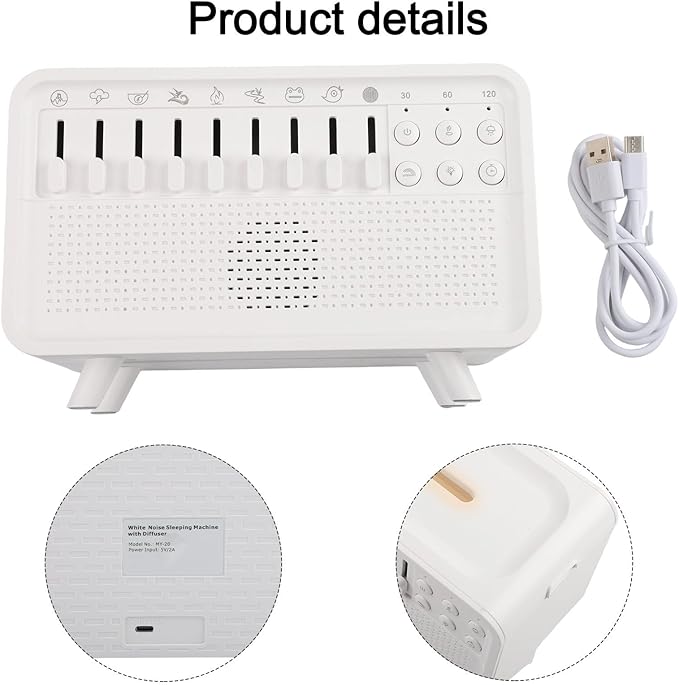 Machine Humidifier with Aroma Diffuser and Sleep Aid Night Light, Adjustable Sounds for Relaxation and Air Moisturizing
